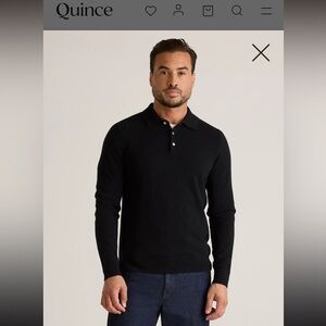 Quince Classic Black Cashmere Polo
